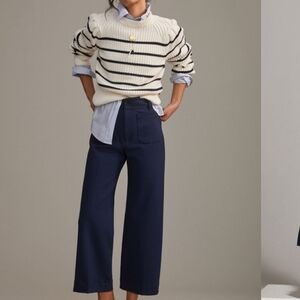 Anthropologie Navy Wide-Leg Pants
